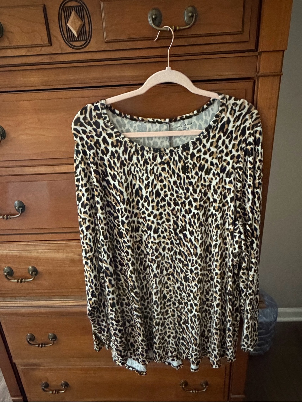 Lane Bryant Leopard Print Long Sleeve Top - Beige Black